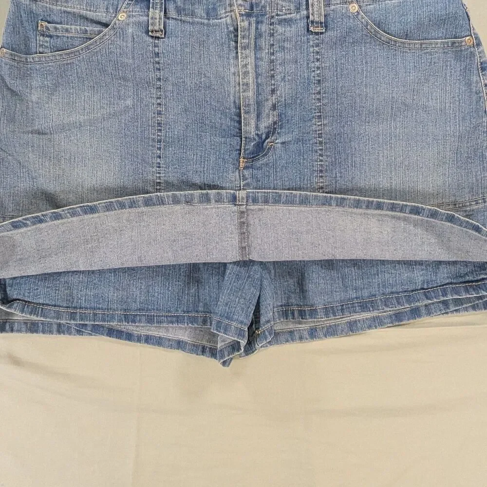 Denim Skort Mini XL Blue Pockets